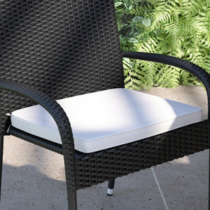 English Elm Outdoor Patio Chair Cushion, Weather-Resistant Removable Cover with 1.25" Comfort Foam Core with Ties - 19"x18"