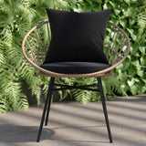 English Elm - Set of 2 Indoor/Outdoor Modern Papasan Patio Chairs, Rope with Tan Finish PE Wicker Rattan and Cushions