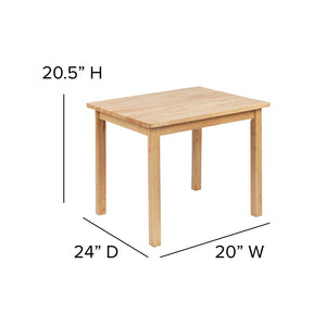 English Elm Kids Solid Hardwood Table and Chair Set for Playroom, Bedroom, Kitchen - 3 Piece Set -