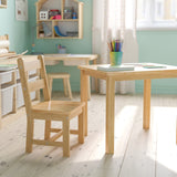 English Elm Kids Solid Hardwood Table and Chair Set for Playroom, Bedroom, Kitchen - 3 Piece Set -