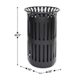 English Elm Commercial Grade Commercial Grade Outdoor Round Slatted Steel 37 Gallon Trash Can with Removable Inner Bin