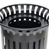 English Elm Commercial Grade Commercial Grade Outdoor Round Slatted Steel 37 Gallon Trash Can with Removable Inner Bin