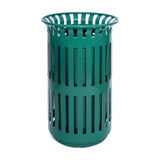 English Elm Commercial Grade Commercial Grade Outdoor Round Slatted Steel 37 Gallon Trash Can with Removable Inner Bin