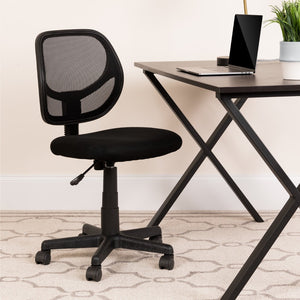 English Elm Commercial Grade Low Back Mesh Swivel Task Office Chair with Curved Square Back