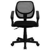 English Elm Commercial Grade Low Back Mesh Swivel Task Office Chair with Curved Square Back and Arms