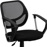 English Elm Commercial Grade Low Back Mesh Swivel Task Office Chair with Curved Square Back and Arms