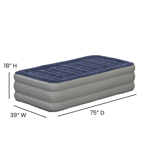 English Elm 18 inch Air Mattress with ETL Certified Internal Electric Pump and Carrying Case - Twin