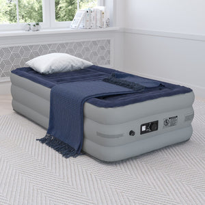 English Elm 18 inch Air Mattress with ETL Certified Internal Electric Pump and Carrying Case - Twin