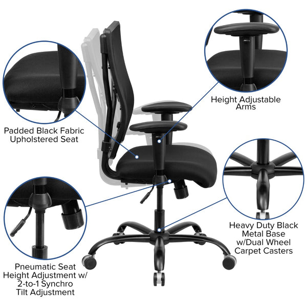 English Elm Commercial Grade Series Big & Tall 400 lb. Rated Mesh Executive Swivel Ergonomic Office Chair with Adjustable Arms