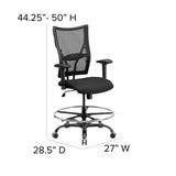 English Elm Commercial Grade Series Big & Tall 400 lb. Rated Mesh Ergonomic Drafting Chair with Adjustable Arms