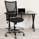 English Elm Commercial Grade Series Big & Tall 400 lb. Rated Mesh Ergonomic Drafting Chair with Adjustable Arms