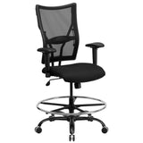 English Elm Commercial Grade Series Big & Tall 400 lb. Rated Mesh Ergonomic Drafting Chair with Adjustable Arms