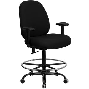 English Elm Commercial Grade Series Big & Tall 400 lb. Rated Fabric Ergonomic Drafting Chair with Adjustable Back Height and Arms