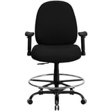 English Elm Commercial Grade Series Big & Tall 400 lb. Rated Fabric Ergonomic Drafting Chair with Adjustable Back Height and Arms