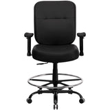 English Elm Commercial Grade Series Big & Tall 400 lb. Rated Ergonomic Drafting Chair with Adjustable Arms