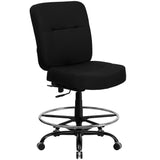 Big & Tall Drafting Chair, 400 lb. Capacity, Ergonomic Design, Black Fabric