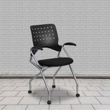 Commercial Grade Mobile Nesting Chair with Arms & Perforated Back