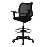 English Elm Commercial Grade Mid-Back Mesh Drafting Chair with Adjustable Arms