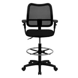 English Elm Commercial Grade Mid-Back Mesh Drafting Chair with Adjustable Arms