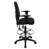 English Elm Commercial Grade Mid-Back Fabric Multifunction Ergonomic Drafting Chair with Adjustable Lumbar Support and Adjustable Arms