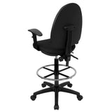 English Elm Commercial Grade Mid-Back Fabric Multifunction Ergonomic Drafting Chair with Adjustable Lumbar Support and Adjustable Arms