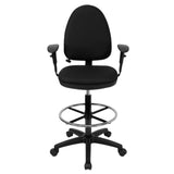 English Elm Commercial Grade Mid-Back Fabric Multifunction Ergonomic Drafting Chair with Adjustable Lumbar Support and Adjustable Arms