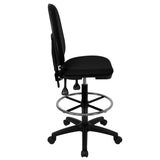 English Elm Commercial Grade Mid-Back Fabric Multifunction Ergonomic Drafting Chair with Adjustable Lumbar Support