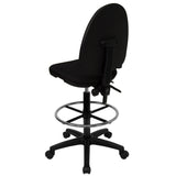 English Elm Commercial Grade Mid-Back Fabric Multifunction Ergonomic Drafting Chair with Adjustable Lumbar Support