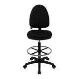 English Elm Commercial Grade Mid-Back Fabric Multifunction Ergonomic Drafting Chair with Adjustable Lumbar Support