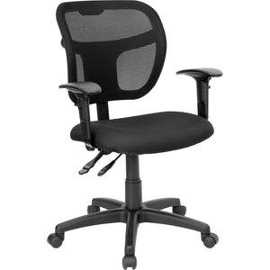 English Elm Commercial Grade Mid-Back Mesh Swivel Task Office Chair with Back Height Adjustment and Adjustable Arms