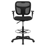 English Elm Commercial Grade Mid-Back Mesh Drafting Chair with Back Height Adjustment and Adjustable Arms