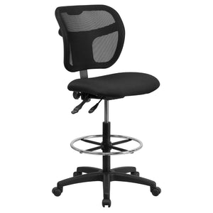 English Elm Commercial Grade Mid-Back Mesh Drafting Chair with Back Height Adjustment