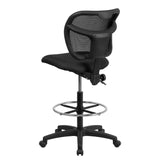 English Elm Commercial Grade Mid-Back Mesh Drafting Chair with Back Height Adjustment