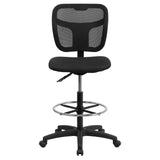 English Elm Commercial Grade Mid-Back Mesh Drafting Chair with Back Height Adjustment