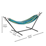 English Elm 2 Person Hammock with Stand and Premium Carry Bag, Cotton Hammock with Space Saving Steel Stand, 450 LBS. Static Weight Capacity,