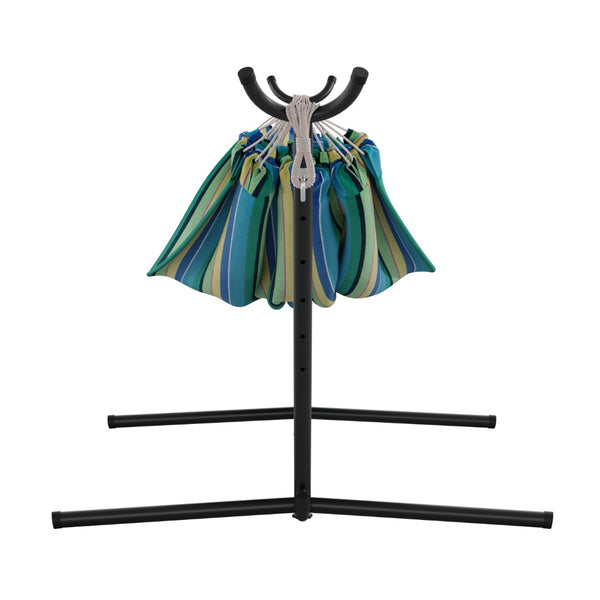 English Elm 2 Person Hammock with Stand and Premium Carry Bag, Cotton Hammock with Space Saving Steel Stand, 450 LBS. Static Weight Capacity,