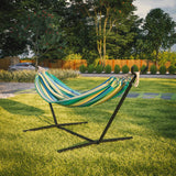 2 Person Hammock with Stand and Premium Carry Bag, Cotton Hammock with Space Saving Steel Stand, 450 LBS. Static Weight Capacity,