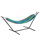 English Elm 2 Person Hammock with Stand and Premium Carry Bag, Cotton Hammock with Space Saving Steel Stand, 450 LBS. Static Weight Capacity,