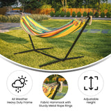 English Elm 2 Person Hammock with Stand and Premium Carry Bag, Cotton Hammock with Space Saving Steel Stand, 450 LBS. Static Weight Capacity,