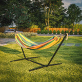 English Elm 2 Person Hammock with Stand and Premium Carry Bag, Cotton Hammock with Space Saving Steel Stand, 450 LBS. Static Weight Capacity,