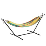 English Elm 2 Person Hammock with Stand and Premium Carry Bag, Cotton Hammock with Space Saving Steel Stand, 450 LBS. Static Weight Capacity,