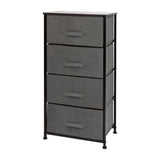 English Elm 4 Drawer Wood Top Cast Iron Frame Vertical Storage Dresser with Dark Gray Easy Pull Fabric Drawers