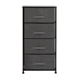 English Elm 4 Drawer Wood Top Cast Iron Frame Vertical Storage Dresser with Dark Gray Easy Pull Fabric Drawers