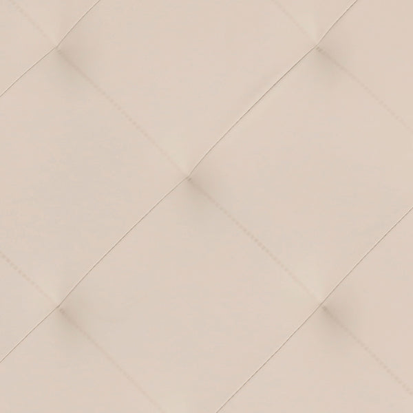 English Elm 30" Square LeatherSoft Tufted Ottoman with Metal Frame, LeatherSoft/Black Frame