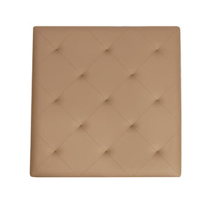 English Elm 30" Square LeatherSoft Tufted Ottoman with Metal Frame, LeatherSoft/Black Frame