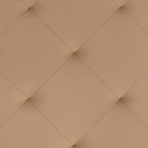 English Elm 30" Square LeatherSoft Tufted Ottoman with Metal Frame, LeatherSoft/Black Frame