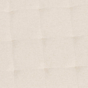 English Elm 34" Round Cotton Linen Tufted Ottoman with Metal Frame, Cotton Linen/Black Frame