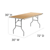 English Elm Commercial Grade 6-Foot Rectangular HEAVY DUTY Birchwood Folding Banquet Table with METAL Edges and Protective Corner Guards