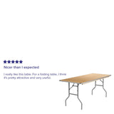 English Elm Commercial Grade 6-Foot Rectangular HEAVY DUTY Birchwood Folding Banquet Table with METAL Edges and Protective Corner Guards