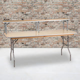 Commercial Grade Birchwood Bar Top Riser with Silver Legs - 72